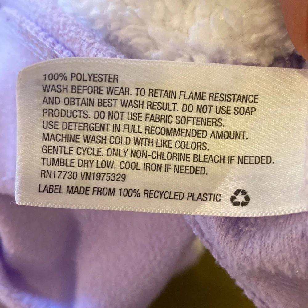 Cat & Jack light purple & furry white Sleep All Day longsleeve cozy nightgown M‌